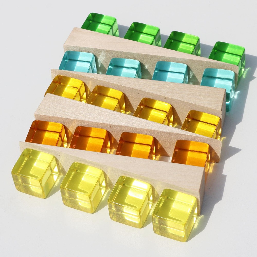 Rainbow Acrylic Gem Cubes Blocks Children Educational Sensory Training Crysta...