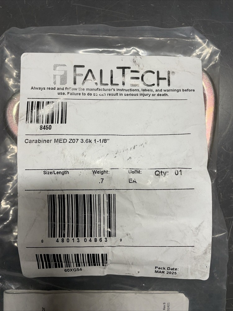 FallTech 8450 Self-Locking Carabiner; Medium Steel