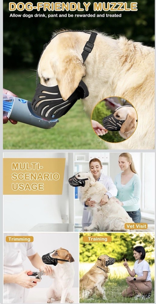 Adjustable Soft Breathable Rubber Nylon Dog Muzzle Basket Design Multiple Sizes