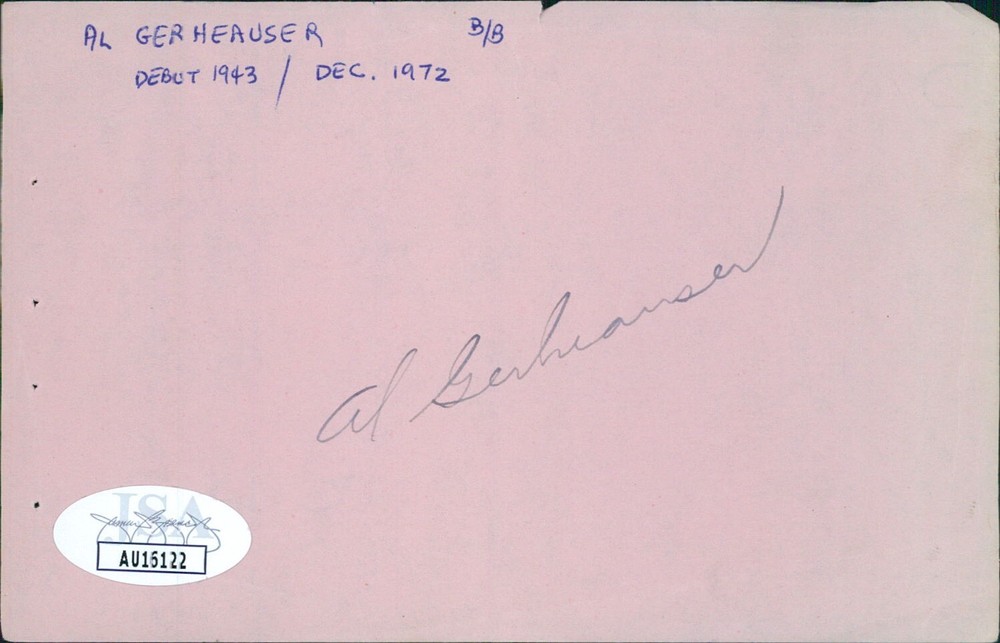 Al Gerheauser Signed 3x5 Cut Page JSA Authenticated