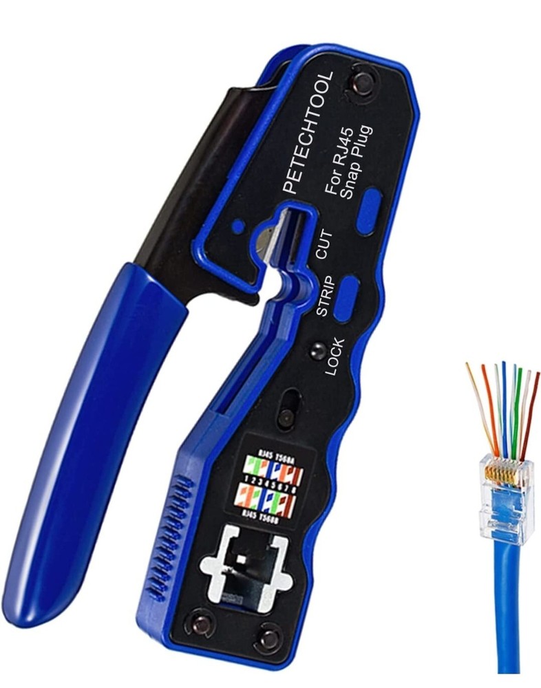 Network RJ45 Crimp Tool Kit, All-In-One Ethernet/Cable Crimper Wire Stripper