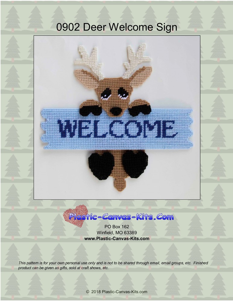 Cute Deer Welcome Sign- Plastic Canvas Pattern or Kit