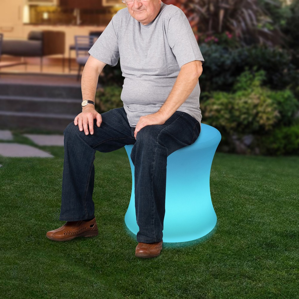 LED Drum-shaped Stool, Stool with Rechargeable LED Light, Ambient Lighting