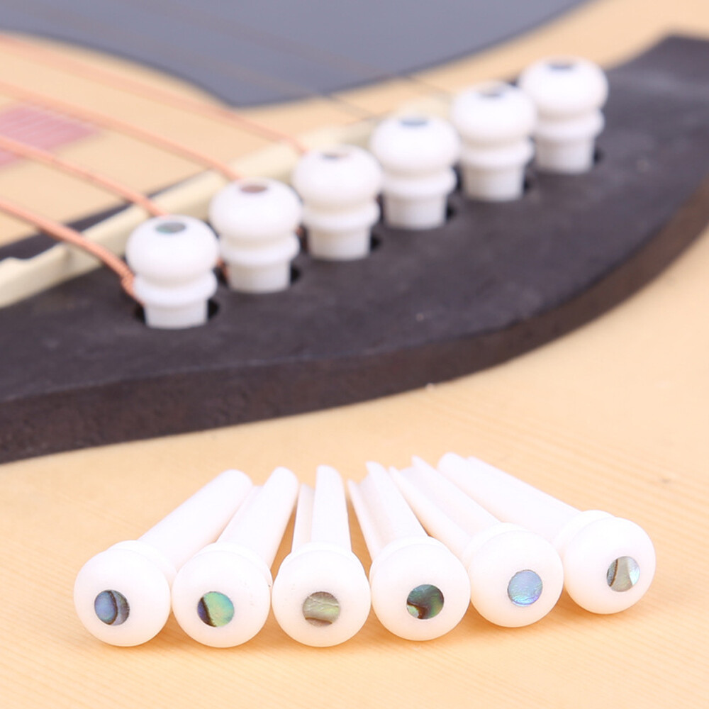 12PCS Guitar Bone Pin with Green Abalone Shell Dot Luthier Bridge Saddle Nut DIY