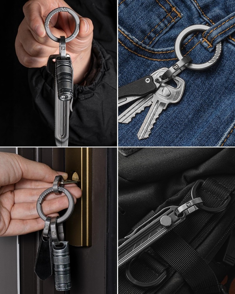 FEGVE Titanium Small Key Chain Rings, Quick Release Connecting Keychain Mini ...