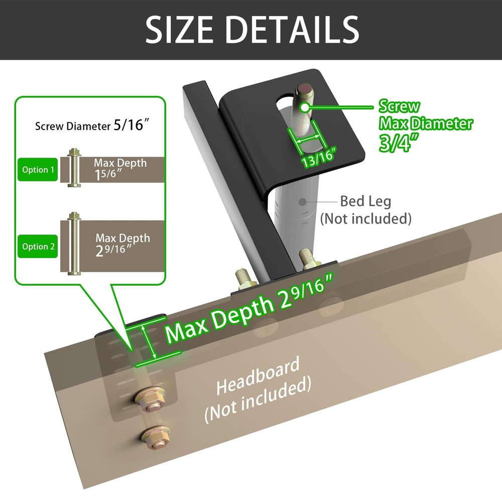 Headboard Brackets for Metal Bed Frame Adjustable Brackets for Headboard with...