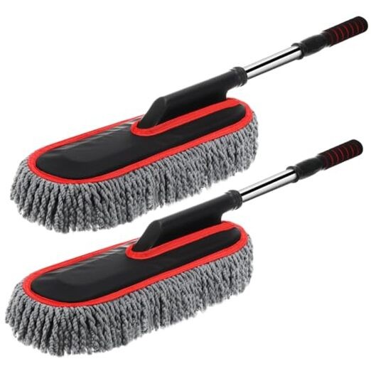 Pack Microfiber Car Duster Exterior Scratch Free with 2 Red Edge Gray