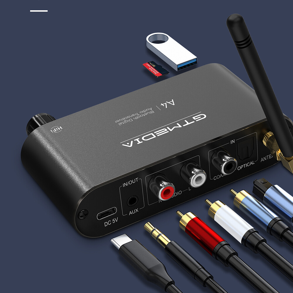 GTMedia Bluetooth 5.1 Transmitter Receiver Optical AUX Coaxial USB Audio Adapter