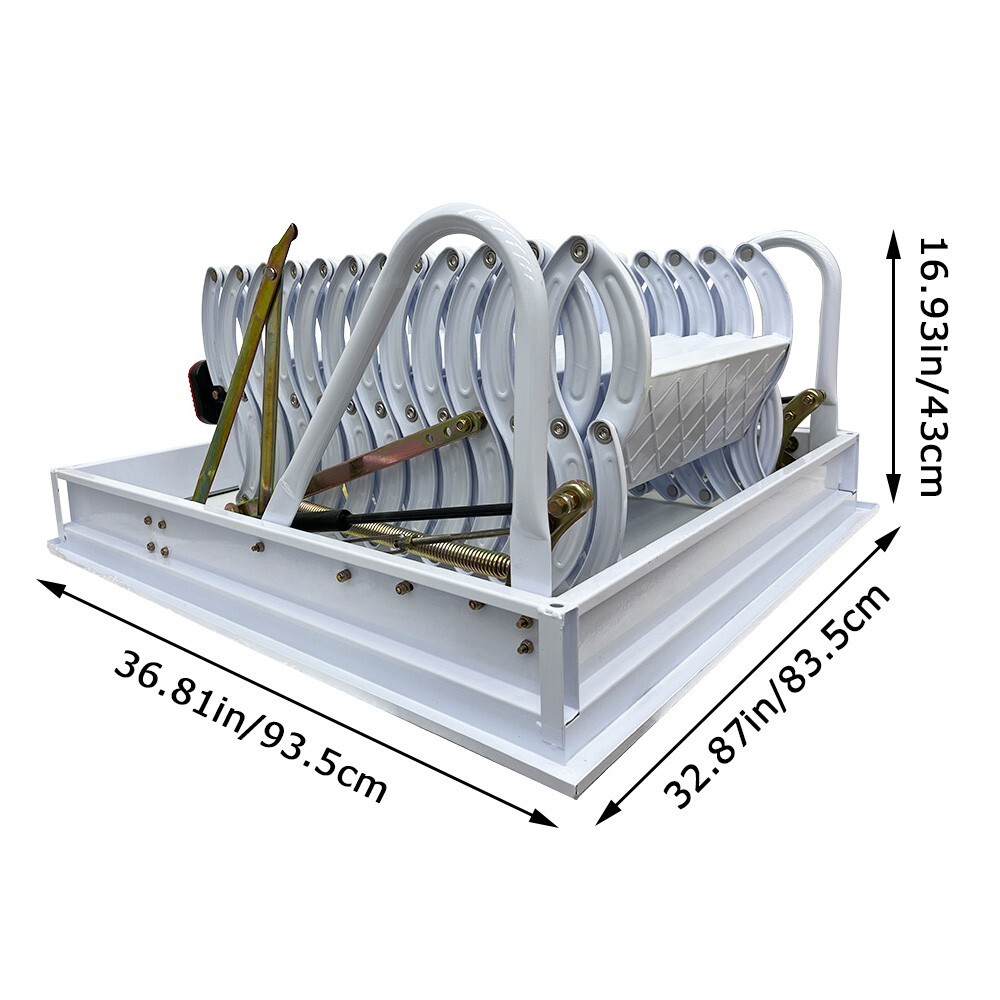9.84Ft 12 Steps White Attic Pull Down Ceiling Ladder Stairs 31.5'×35.43'' Open