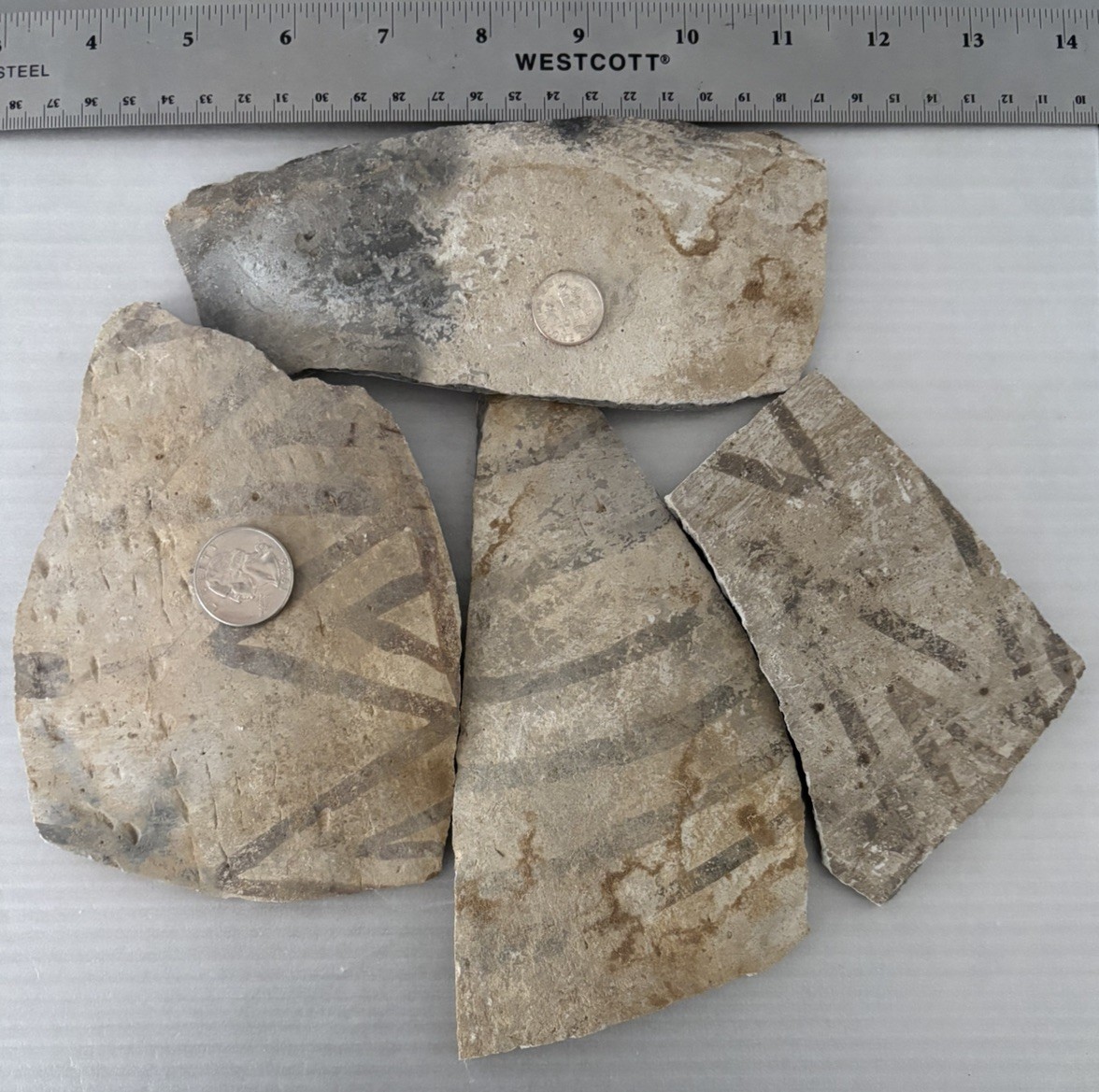 4 Ancient Anasazi Native American Pottery Shards 4” - 6” Arizona L5-G FREE SHIP