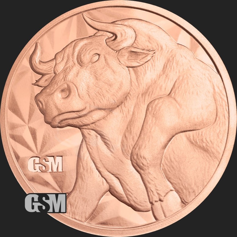 1 Oz. Solid .999 Fine Copper Round - Bull / Bear - Golden State Mint
