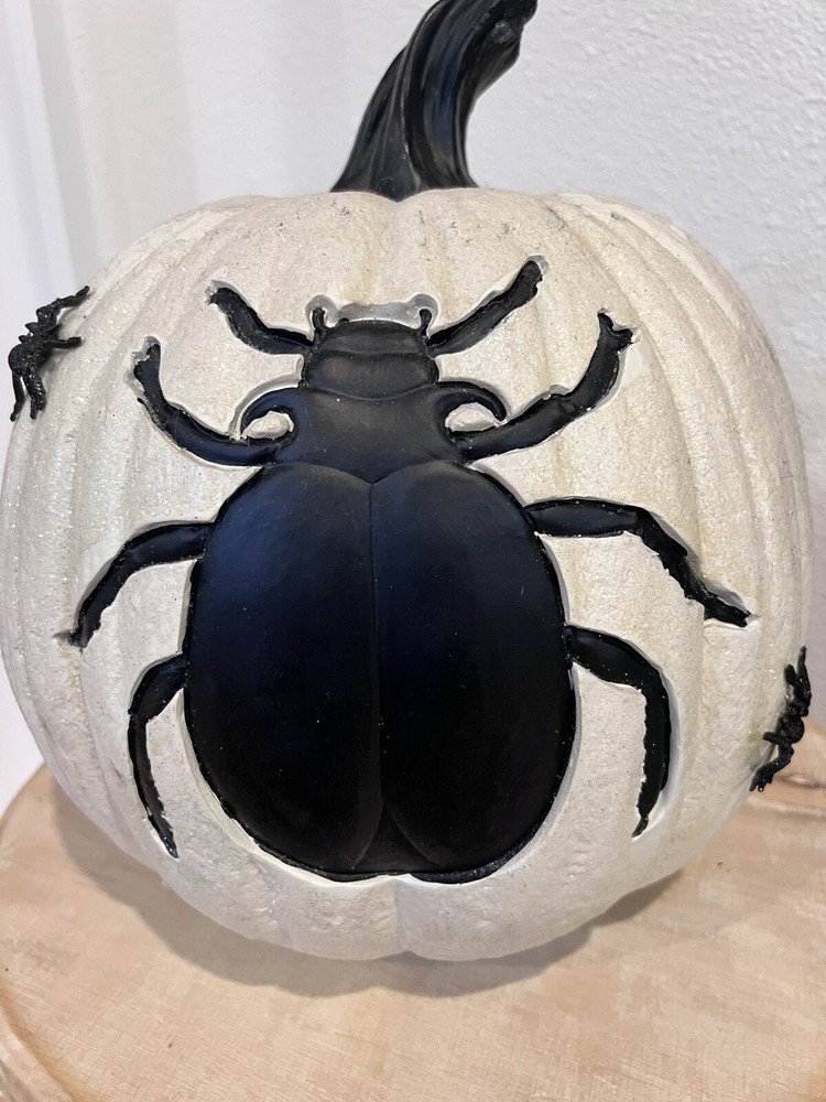 13” Spider Pumpkin - White Glitter
