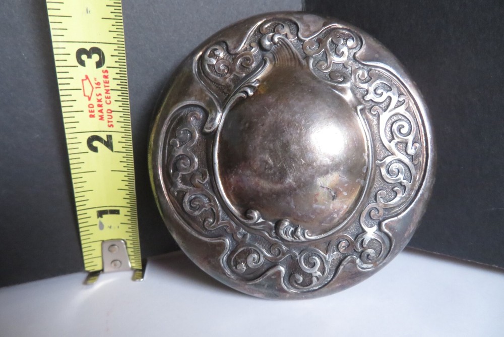 VINTAGE 3" Sterling OR Silver Plate *VIDEO* Candy/Sugar Jar Lid W/Ornate Pattern