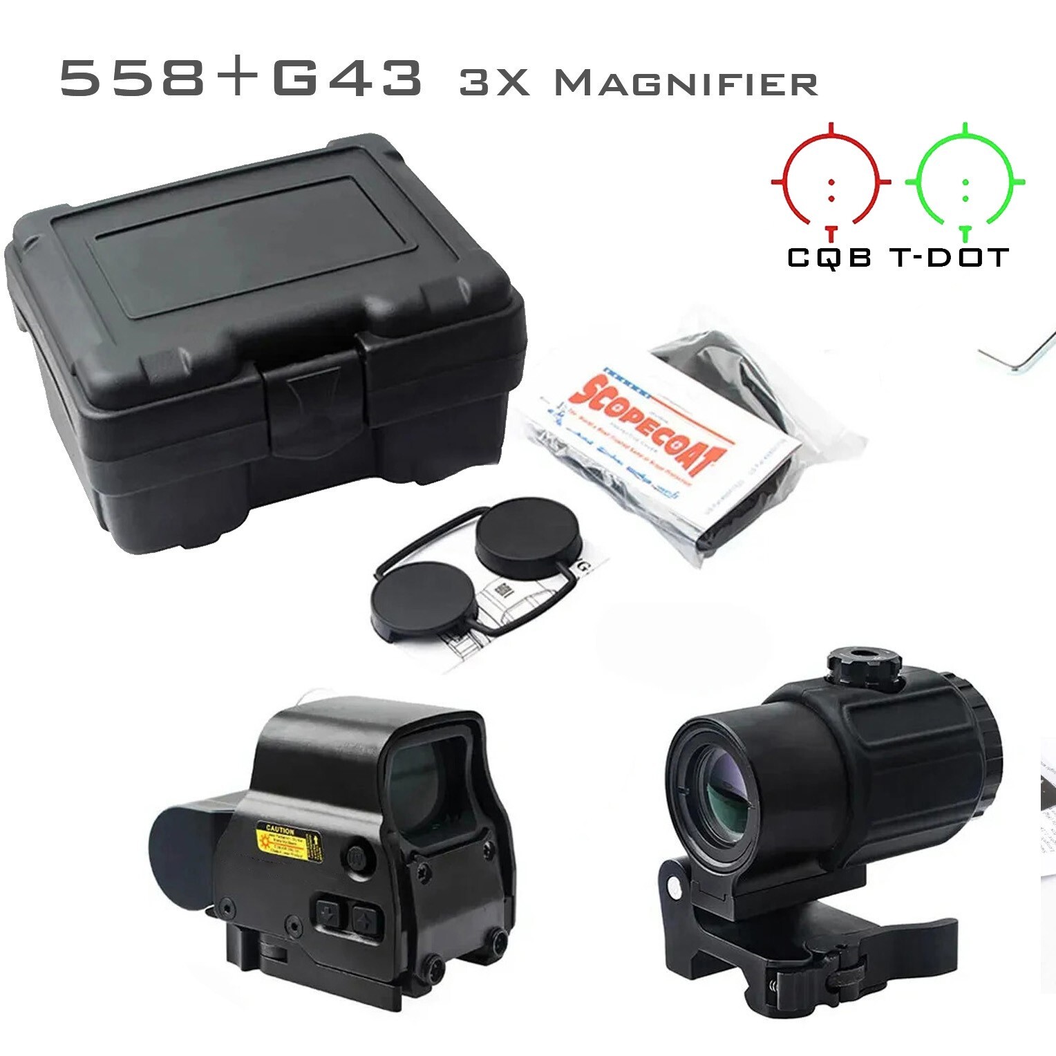 G45 5X G43 G33 3X QD Magnifier 558 Red Green Dot Holographic Reflex Sight Scope