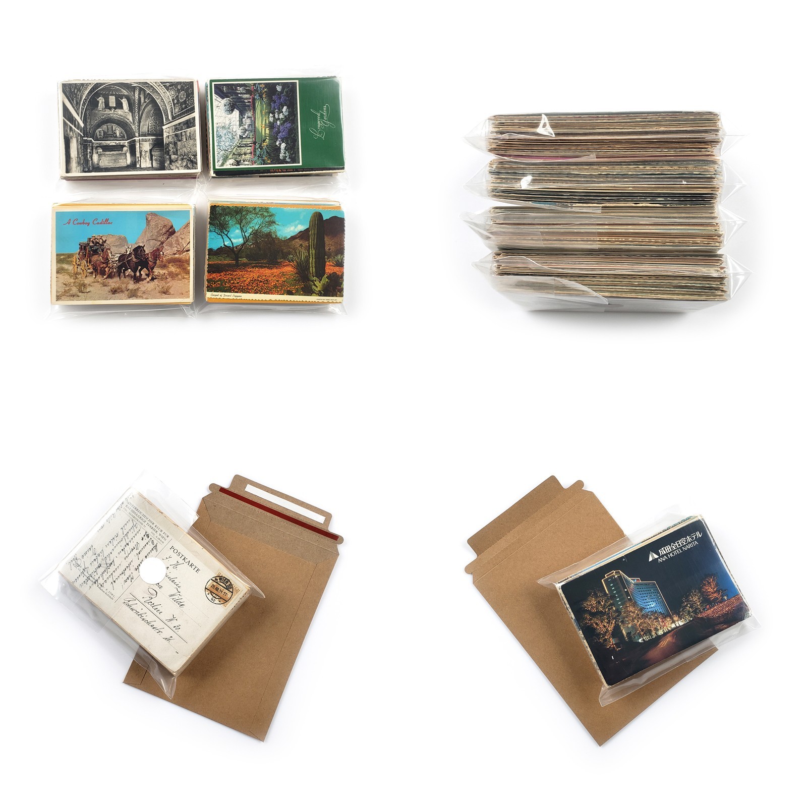 70 Vintage Used 4x6 Postcards Lot - All Posted - Worldwide Stamps & Postmarks