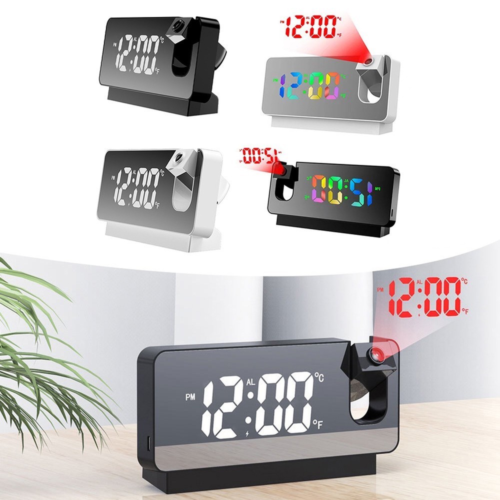 Mirror Display Projection Clock with Multi Alarm and Power Saving Modes