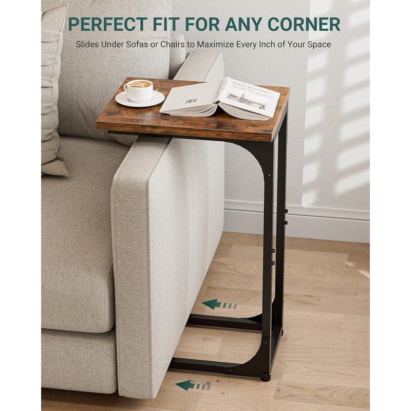 C Shaped Side Table Small Couch Tray Desk Waterproof Scratch Resistant End Table