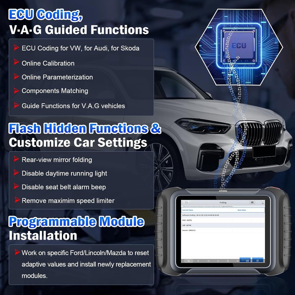 2024 XTOOL D8S Auto Full System Diagnositc Scan Tool E.CU Coding Topology Map