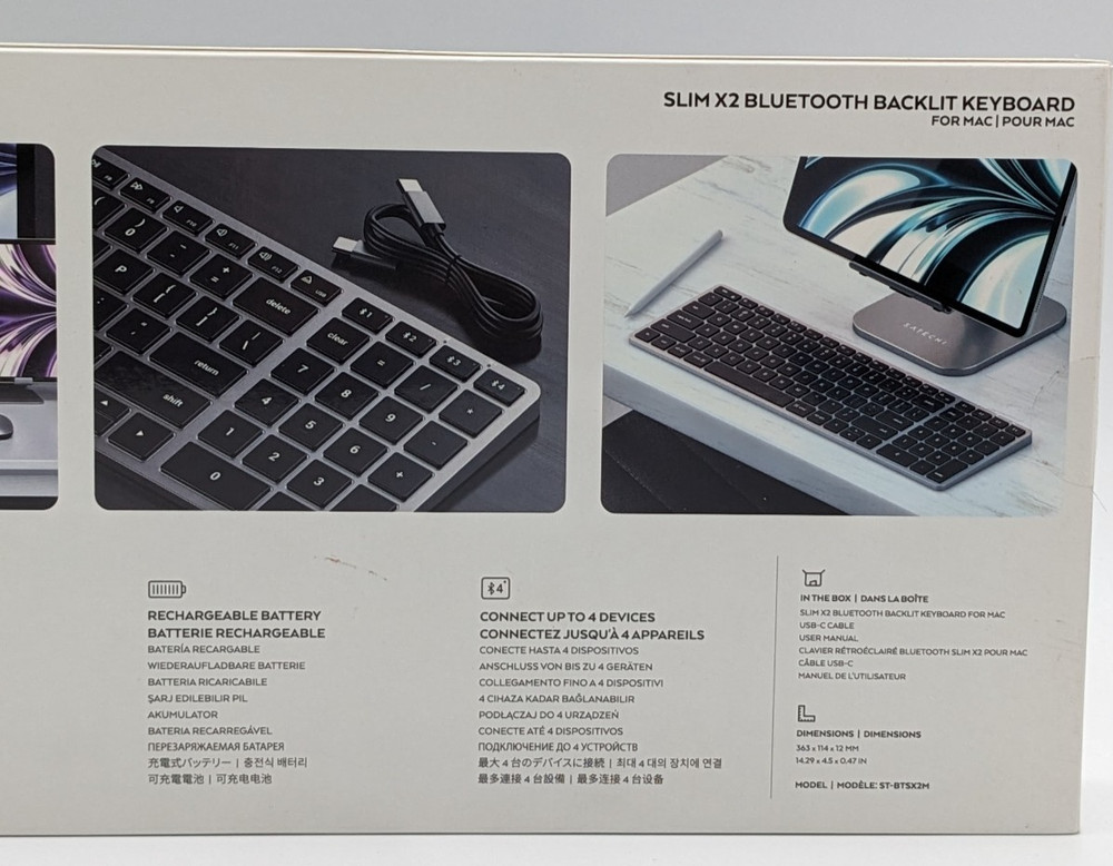 Satechi Slim X2 Bluetooth Backlit Keyboard With Numeric Keypad Space Gray SEALED