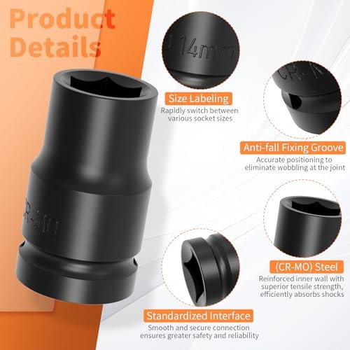 Impact Socket Shallow Socket 1/2 drive Lug Nut Flip Socket Chrome-Moly 11mm
