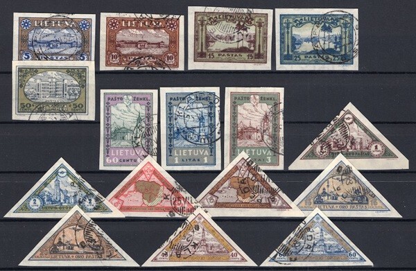 Lithuania 1932 Two Imperforated Sets Used  VF