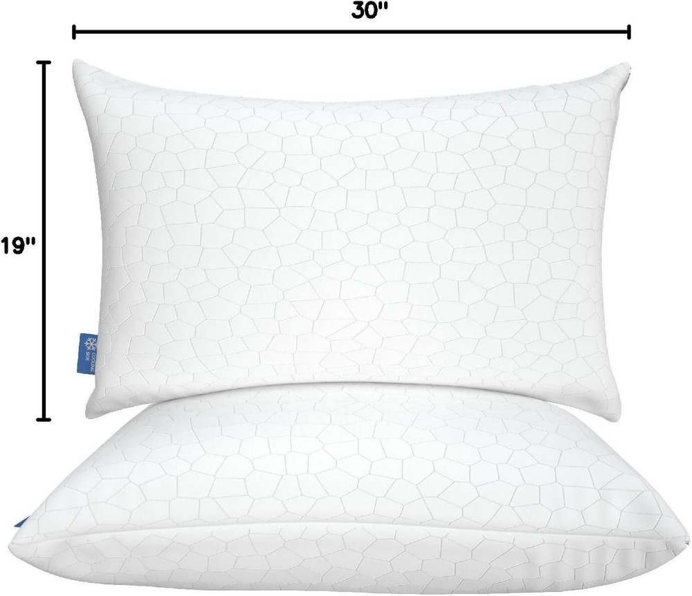 Cooling Pillows for Sleeping 2 Pack, Shredded Memory Foam Bed Pillows Queen Size