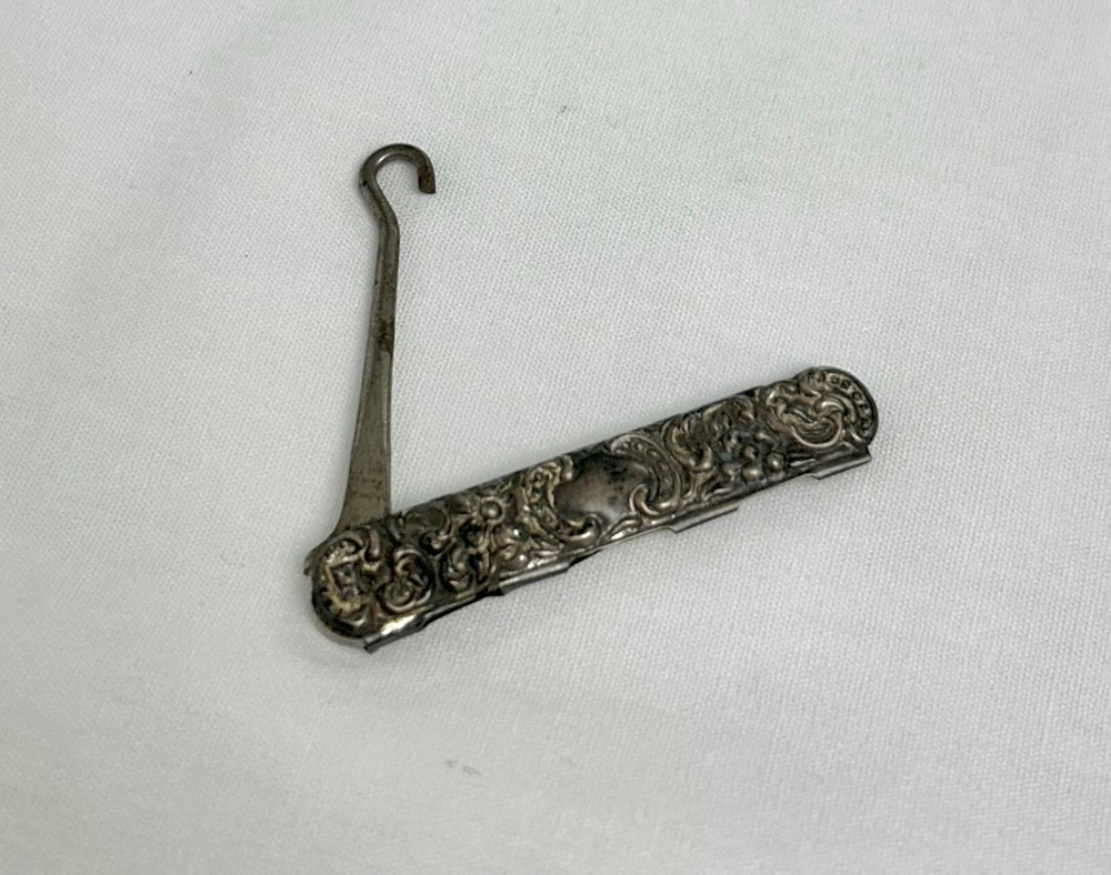 Antique Sterling Silver Folding Button Hook