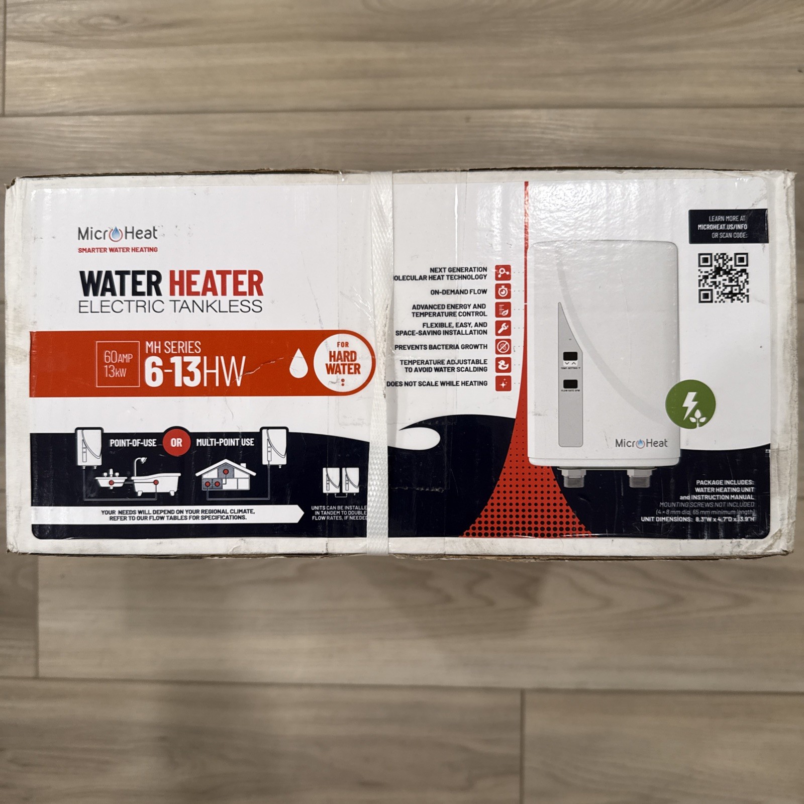 JVIS MicroHeat 6-13 240V 13kW 5-GPM Smart Tankless Electric Water Heater White