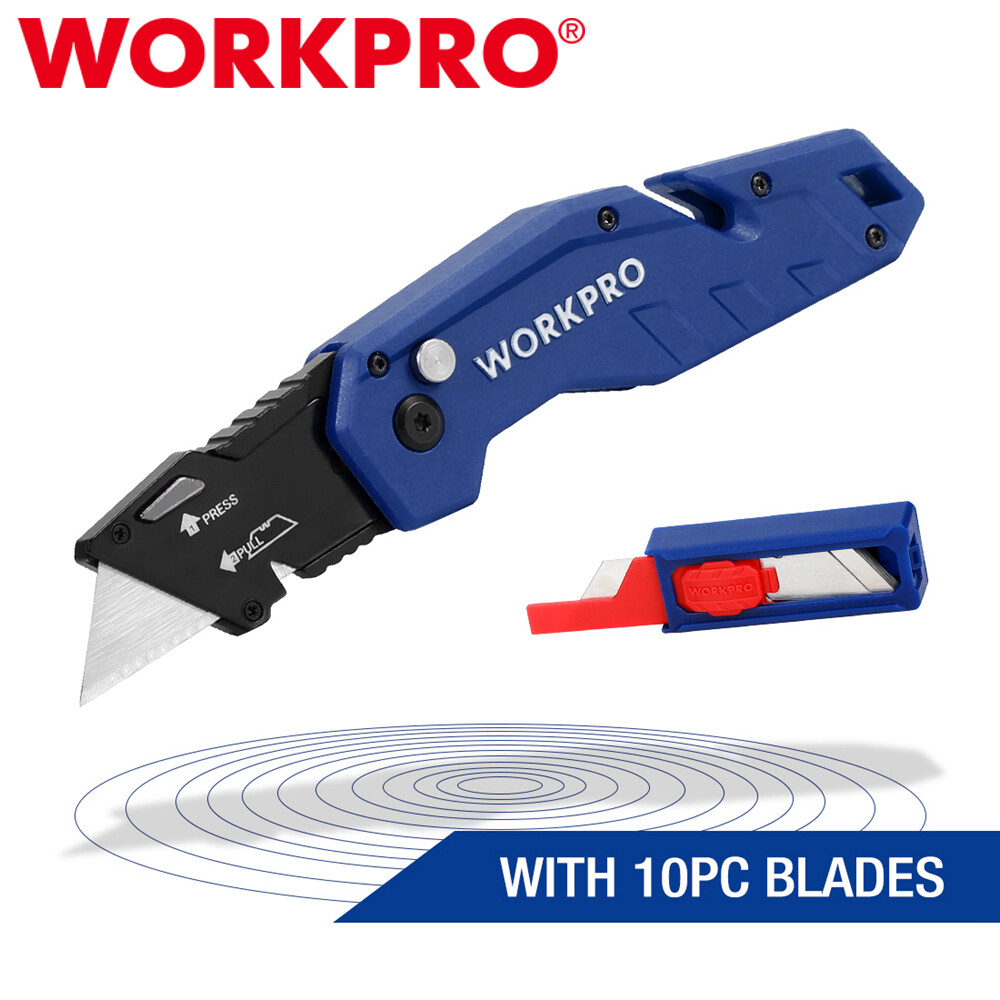 WORKPRO Folding Utility Knife Quick Change Box Cutter Lightweight Nylon Handle