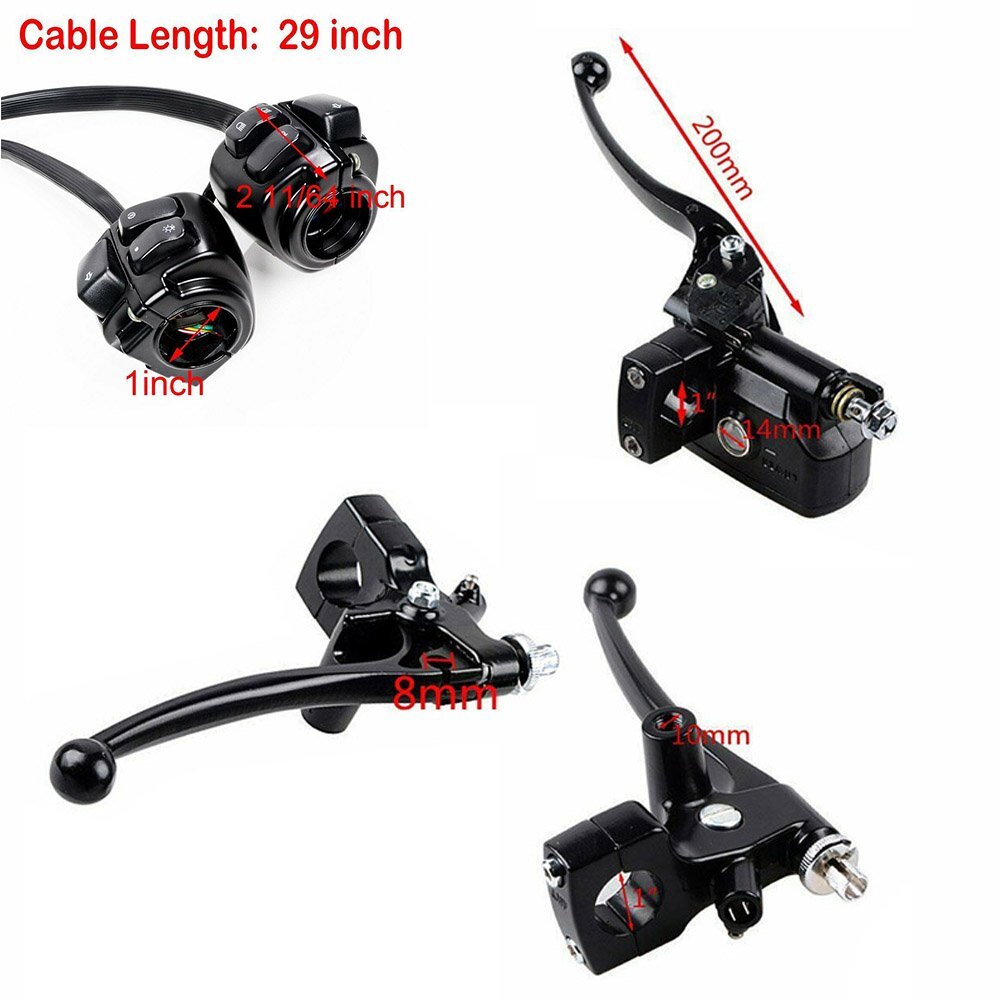 For Harley 1" Switch Controls Housing w/Master Cylinder Brake Clutch Lever Black
