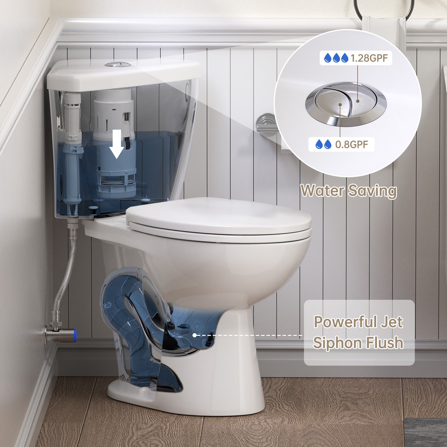 17.2" Two-Piece Corner Toilet Dual Flush 0.8/1.28 GPF for Compact Bathroom