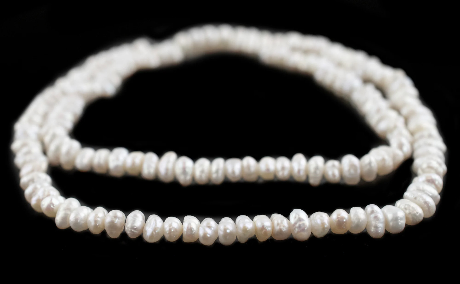White Vintage Japanese Pearl Heishi Beads 5mm Disk 16 Inch Strand