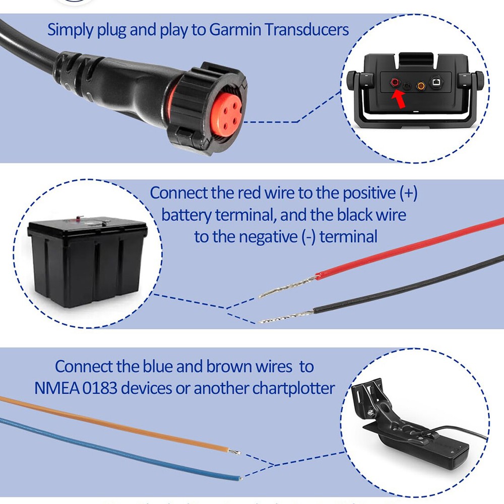Garmin echoMAP 4-pin Threaded Power Data Cable 010-12445-00