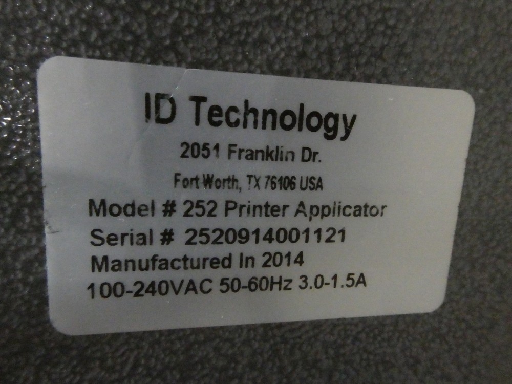 Id Technology 252 Zebra Ze500 Printer Applicator 100-240v-ac