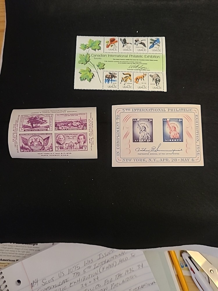 3 International Philatatelic  Souvenir  Sheets 1936- 1956- 1978 MintNH