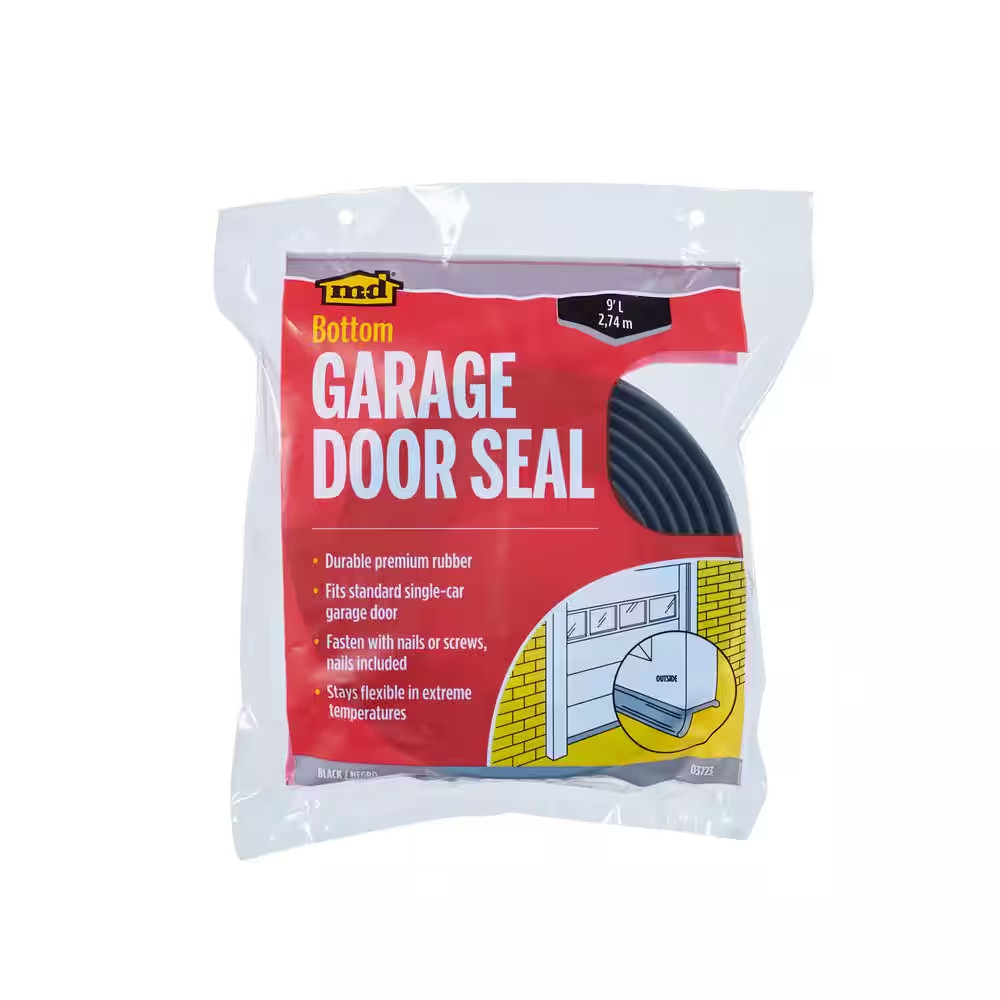 2 In. X 9 Ft. Black Rubber Replacement for Garage Door Weatherstripping