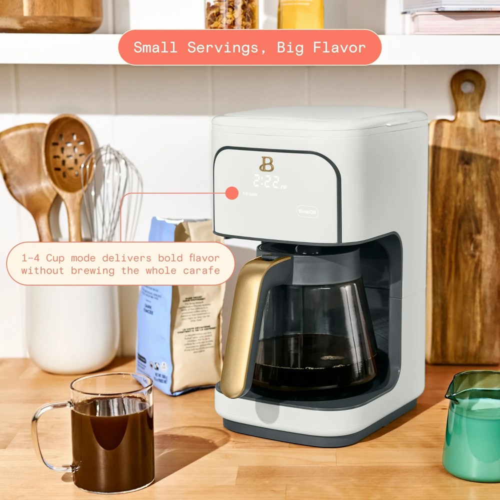 Beautiful 12 Cup Programmable Coffee Maker, White Icing by Drew Barrymore