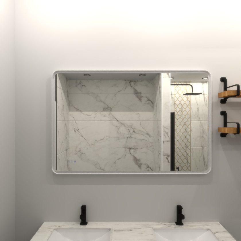 60x36 Rectangular Framed Dimmable Anti-Fod LED Wall Bathroom Vanity Mirror Light