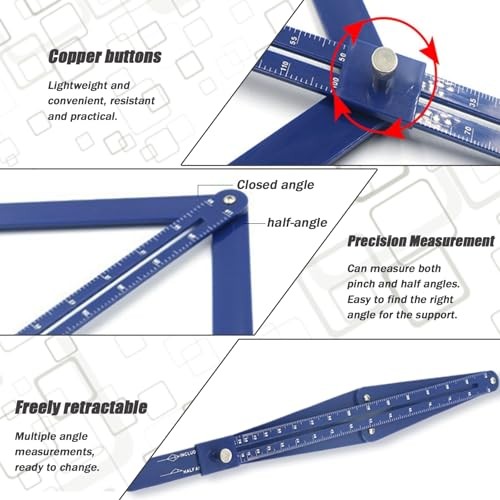 Corner Angle Finder Tool, Miter Saw Protractor with Scale, Miter Angle Blue
