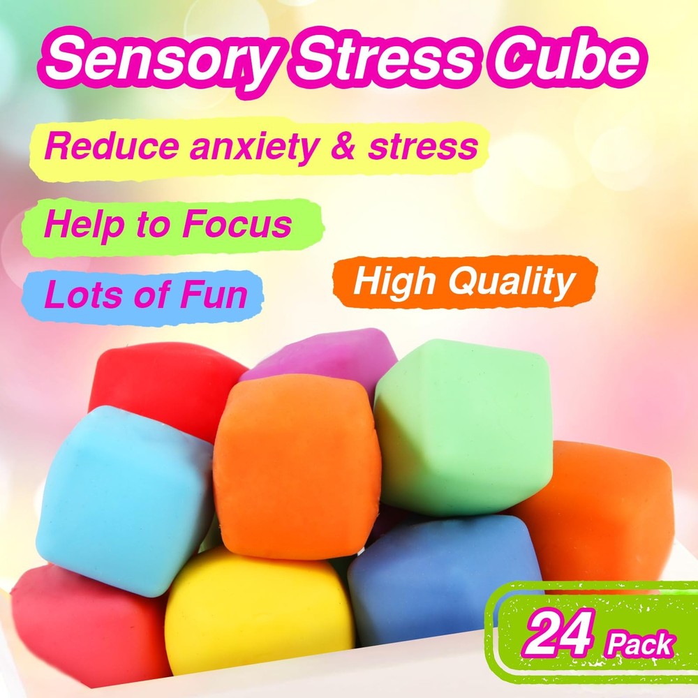 24 Pack Slow Rising Stress Cube , Dough Balls Soft Fidget Small