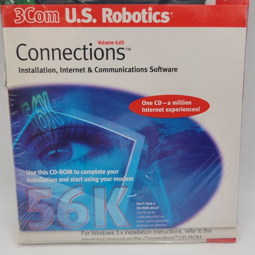 Vintage 1998 3Com US Robotics 56K Modem Installation Disk & CD Combo