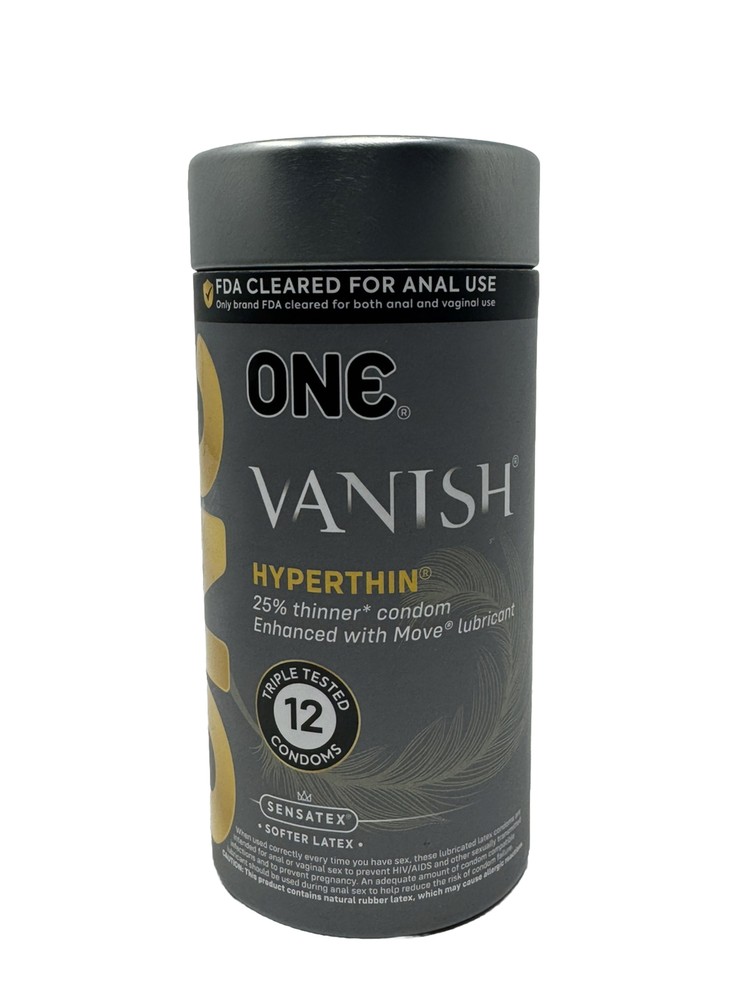 ONE Vanish Hyperthin Lubricated Latex Condoms - 12 PACK - Extra Sensitive Thin