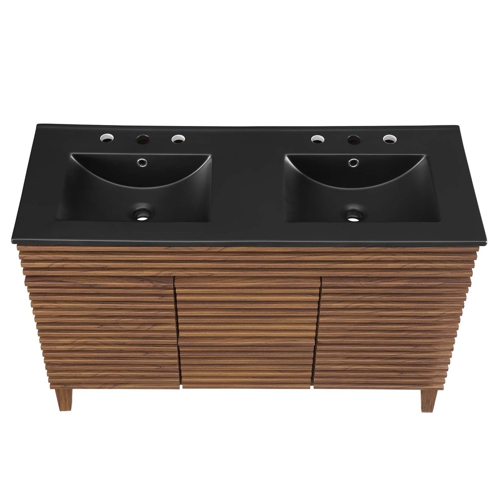 Modway Render 48" Double Bathroom Vanity in Walnut Black