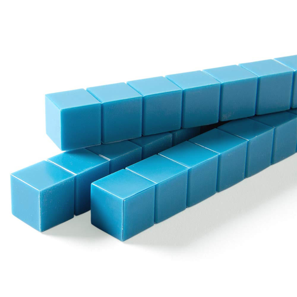 Blue Plastic Base Ten Blocks Rods Set, Place Value Blocks, Counting Cubes, Base