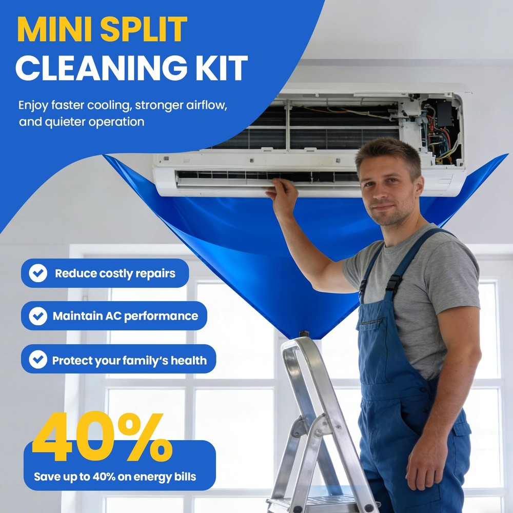 13PCS Mini Split Cleaning Kit with 2L High Pressure Sprayer, Deep Large, Blue