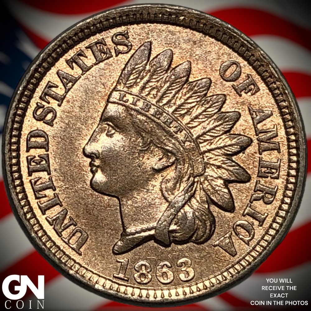 1863 Indian Head Cent Penny X8564