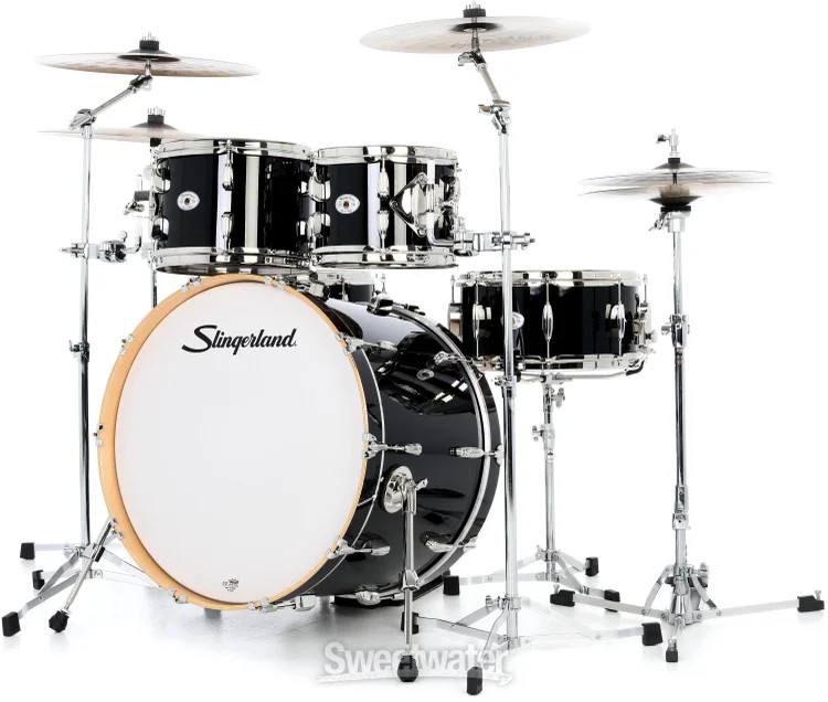 Slingerland Studio King 4-piece Shell Pack - Del Norte Black Lacquer