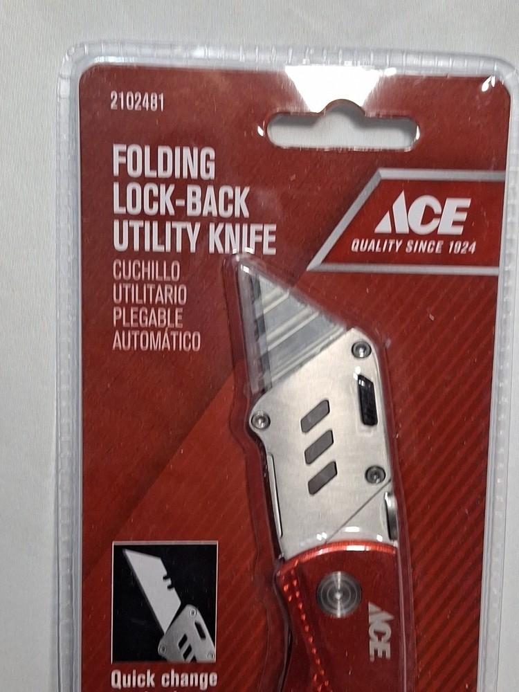 Ace FOLDING UTILITY KNIFE | Folding Lock | QUICK-CHANGE BLADE, Red
