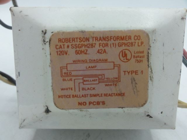 (5) Robertson Transformer SSGPH287 for GPH287 Simple Reactance Ballasts