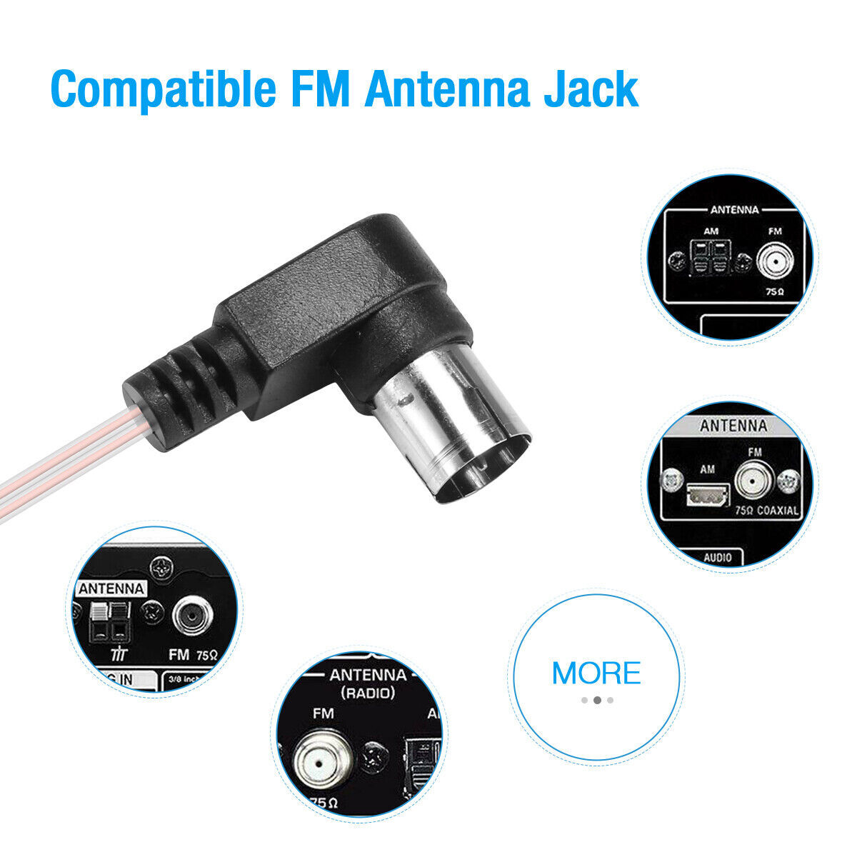 2pcs FM Antenna 75 Ohm F Type Male Plug For Home Radio Stereo Receiver Aerial US